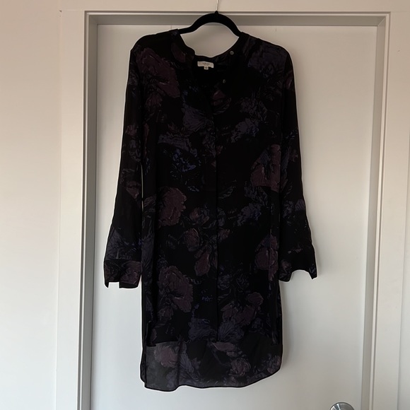 Aritzia / Wilfred “Bossut” Silk Shirt Floral Dress, Burgundy, Size XS - Picture 2 of 3